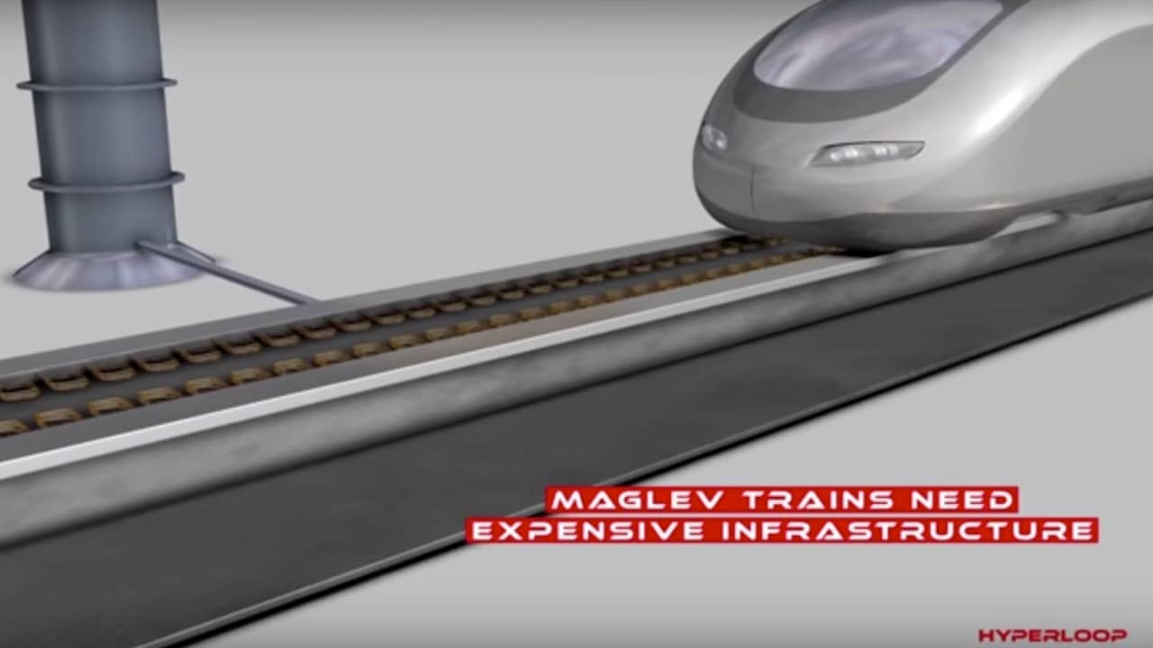 Extreem snelle Hyperlooptrein gebruikt techniek voor magneetzweeftreinen