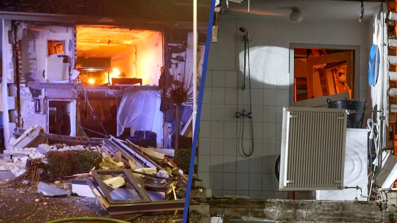 Beeld uit video: Voorgevel woning aan diggelen door explosie in Roosendaal