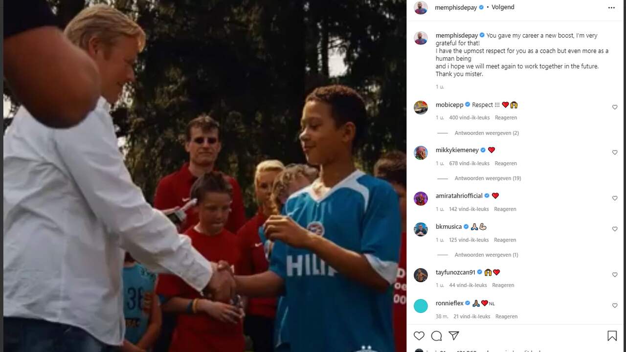 Het Instagram-bericht van Memphis Depay.