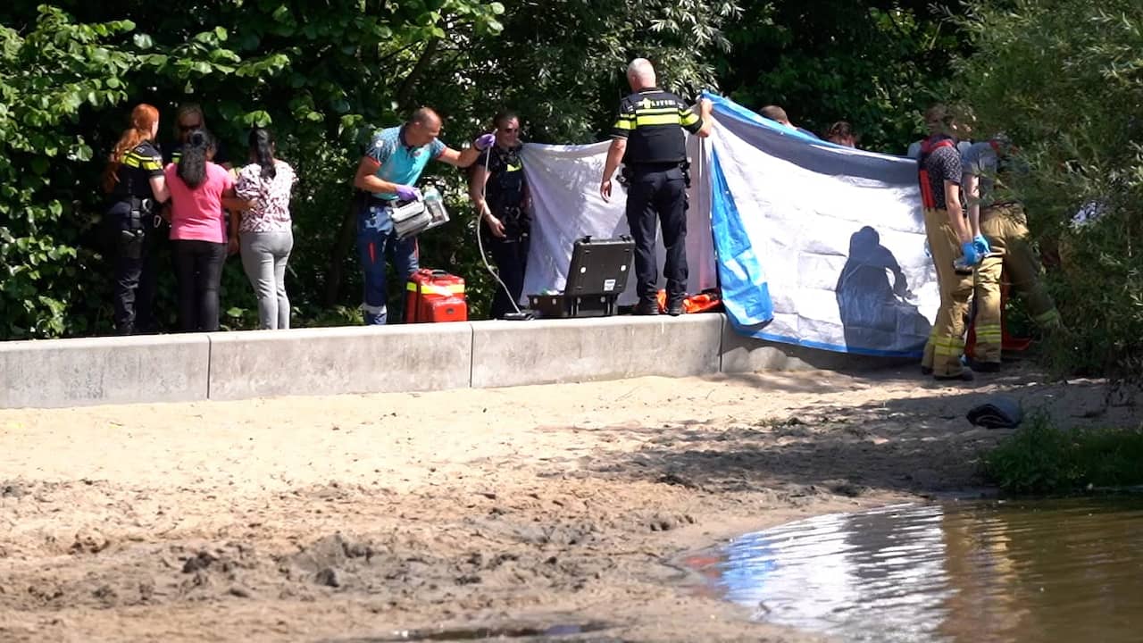 Beeld uit video: Hulpdiensten in actie bij plas in Alblasserdam waar meisje verdronk
