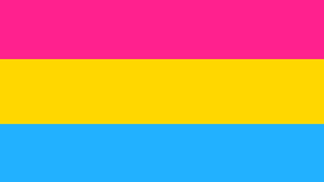 De vlag die staat voor panseksualiteit.
