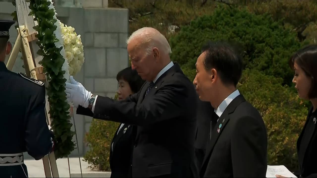 Beeld uit video: Biden eert omgekomen veteranen in Zuid-Korea