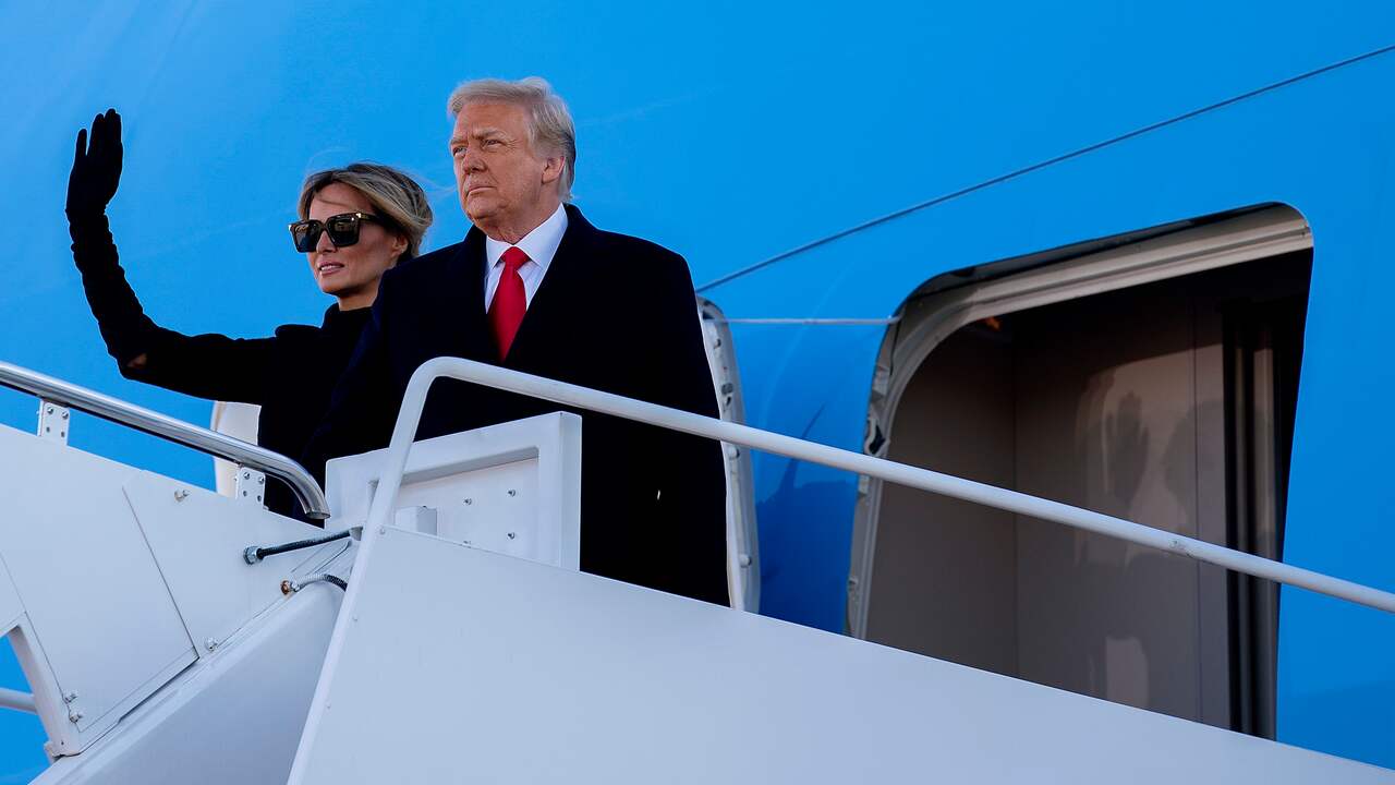Melania en Donald Trump verlieten Washington op de ochtend van Bidens eedaflegging.