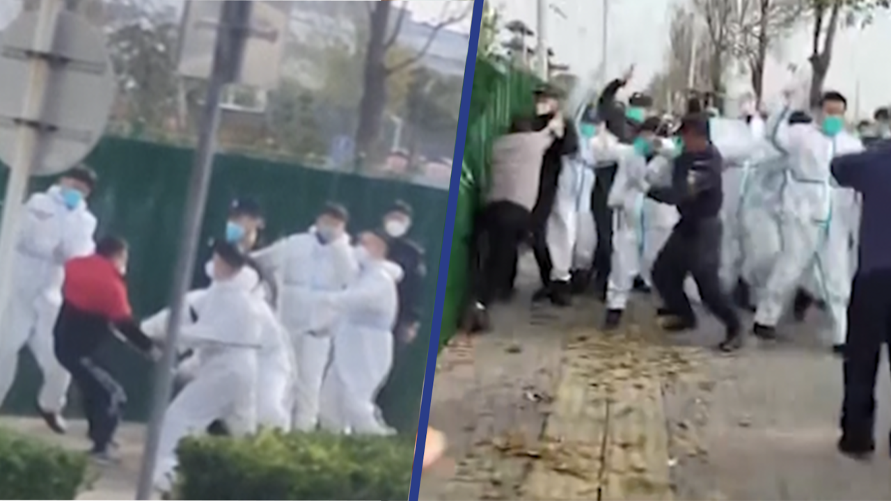 Beeld uit video: Politie in China slaat protesterende fabrieksmedewerkers met stokken