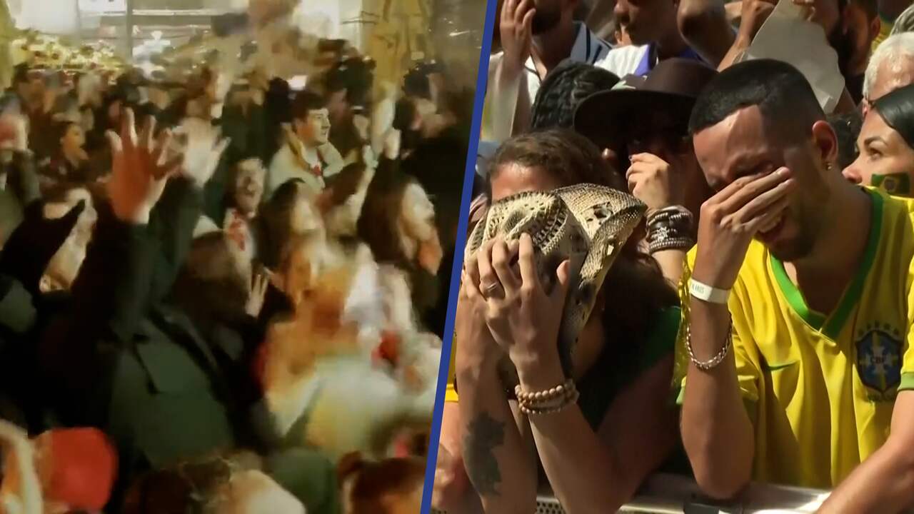 Beeld uit video: Kroaten uitzinnig na winst op Brazilië, verdriet in São Paulo