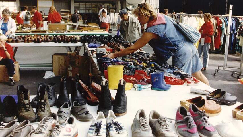 Vlooienmarkt, markt, schoenen, verkoop