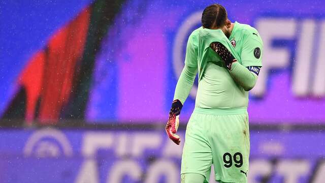 Teleurstelling bij AC Milan-keeper Gianluigi Donnarumma.