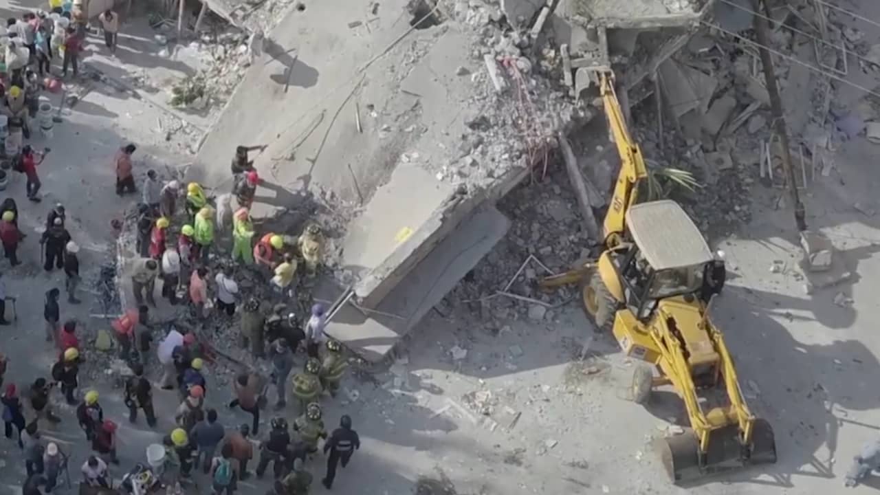 Beeld uit video: Dronebeelden tonen ravage Mexico na zware aardbeving