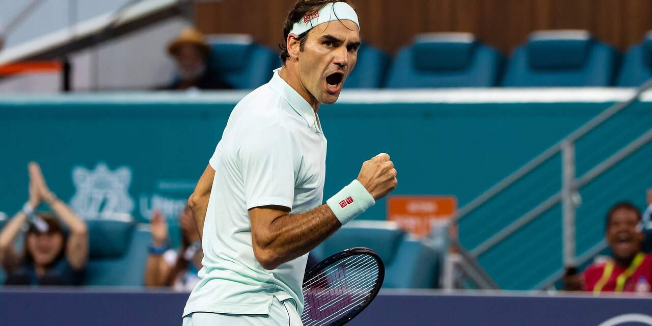 Federer laatste kwartfinalist in Miami, Halep bereikt halve eindstrijd