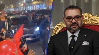 Marokkaanse koning viert overwinning op Spanje mee vanuit auto