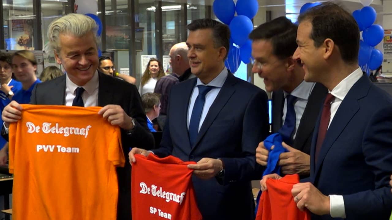 Beeld uit video: Lijsttrekkers nemen één dag hoofdredactie Telegraaf over