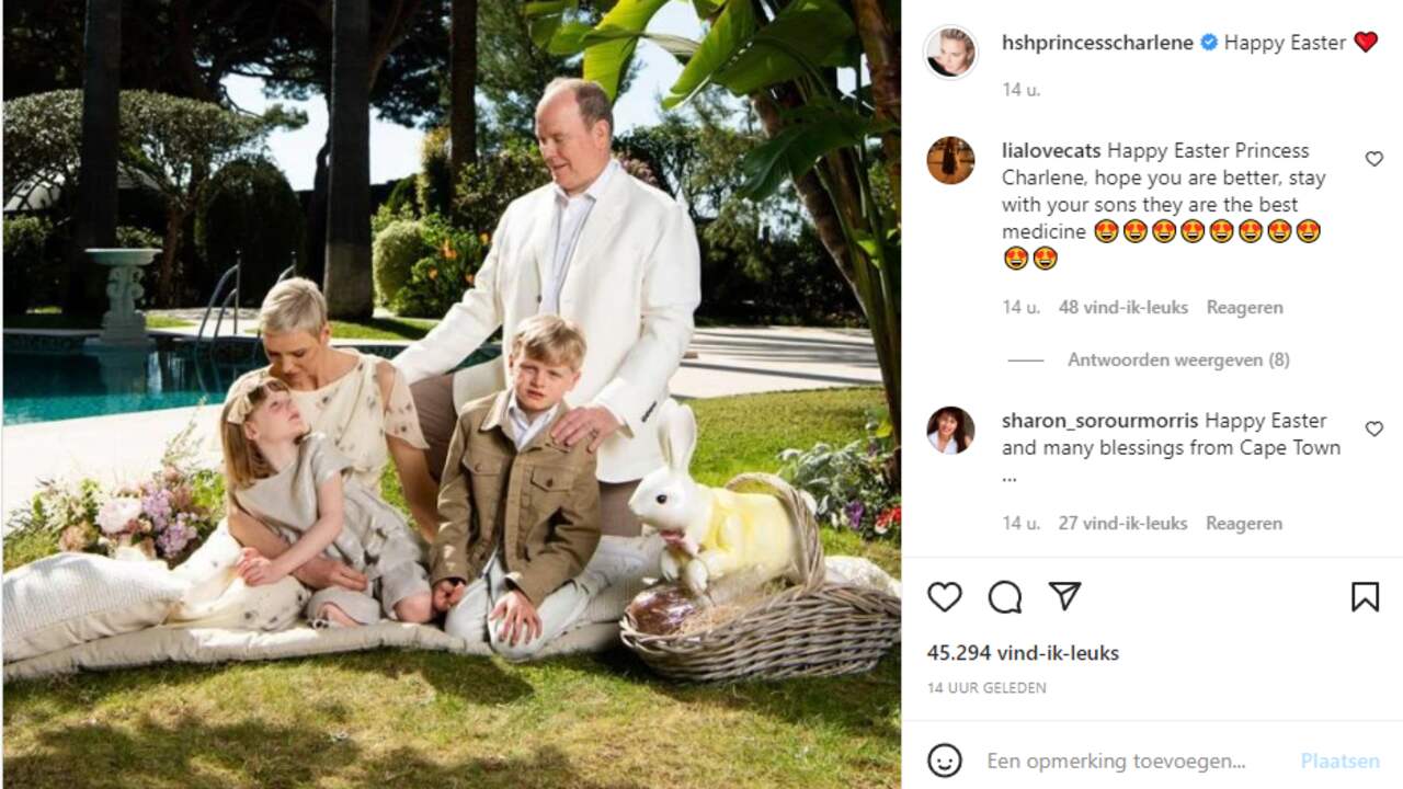 Het gezin viert dit jaar samen Pasen in Monaco. (Foto: Instagram/hshprincesscharlene)