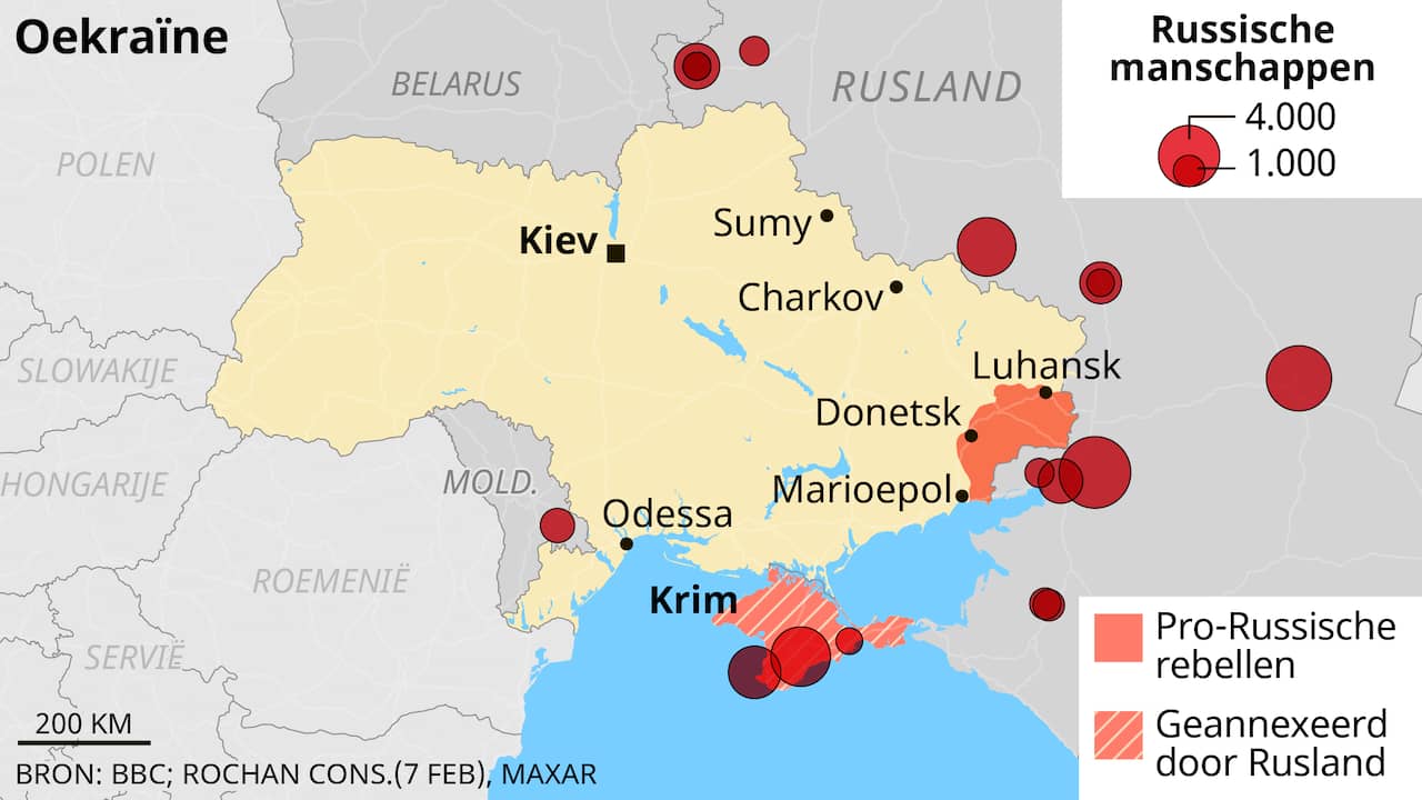 Een overzicht van het grensgebied tussen Rusland en Oekraïne