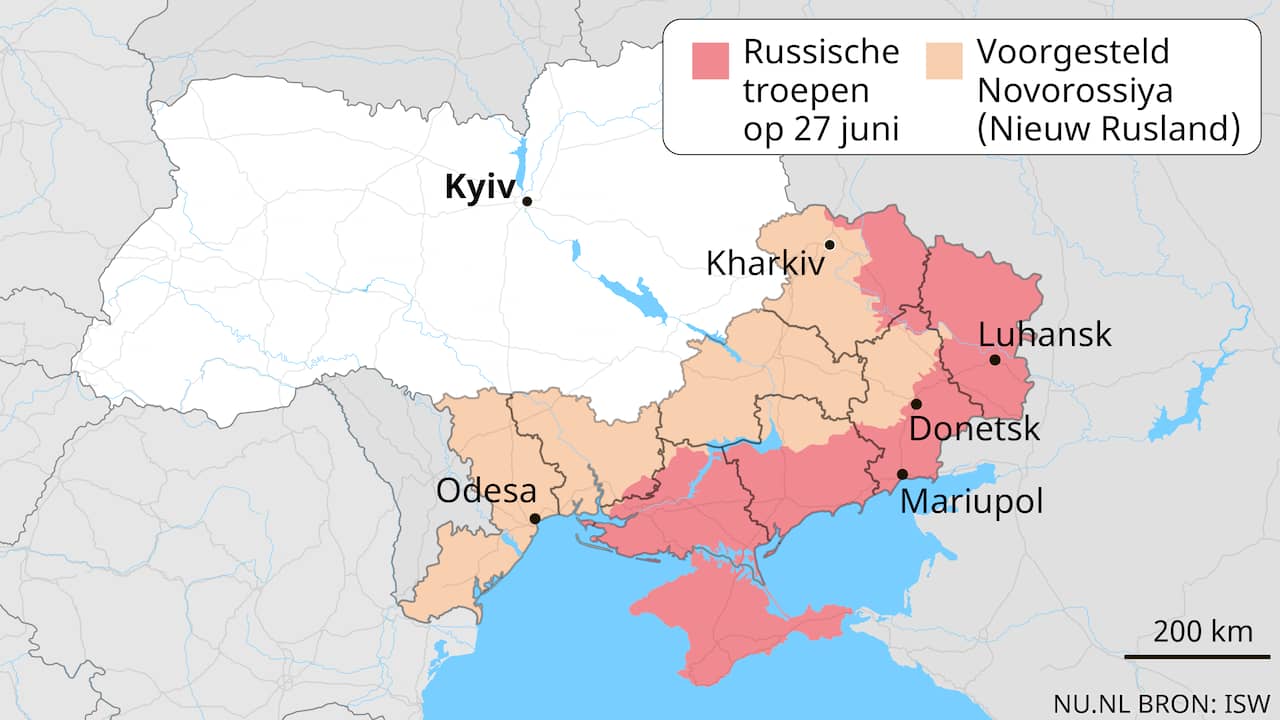Dit gebied zou Poetin nog moeten innemen om Novorossiya te realiseren.