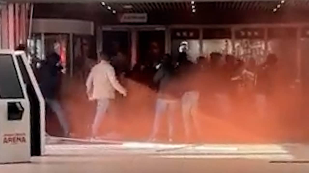 Image from video: Angry Ajax supporters enter Johan Cruijff ArenA