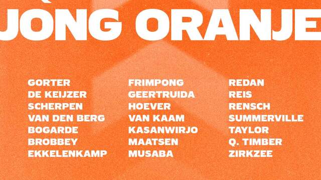 De volledige selectie van Jong Oranje.
