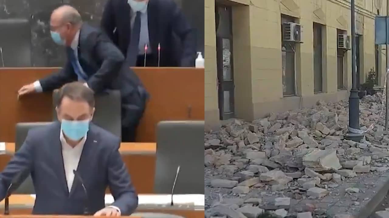 Beeld uit video: Ravage en schrik na zware aardbeving in Kroatië