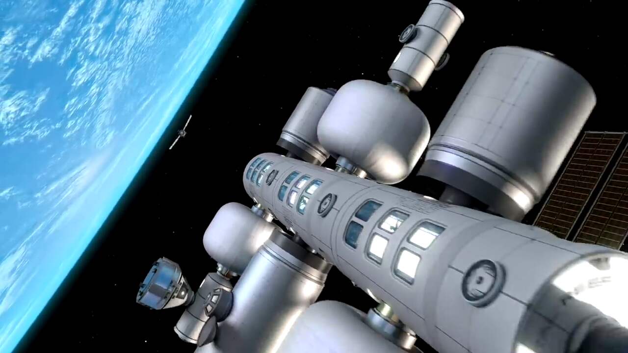 Beeld uit video: Zo moet het ruimtestation van Bezos' Blue Origin eruit gaan zien