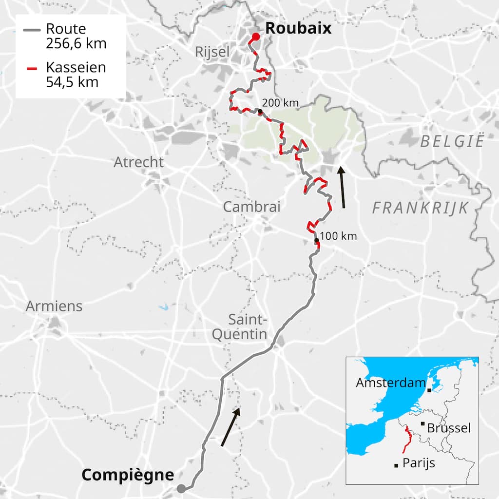 Parijs Roubaix 2023 Route