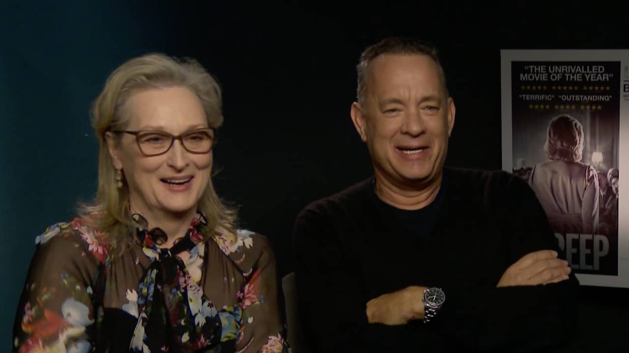Beeld uit video: Tom Hanks en Meryl Streep losten dronken wereldproblematiek op