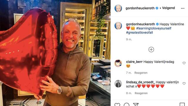 Dat Gordon momenteel vrijgezel is, betekent niet dat hij niemand heeft om Valentijnsdag mee te vieren. "Learning to love yourself", luidt de hashtag bij een foto waarop de zanger een hartvormige ballon vasthoudt.