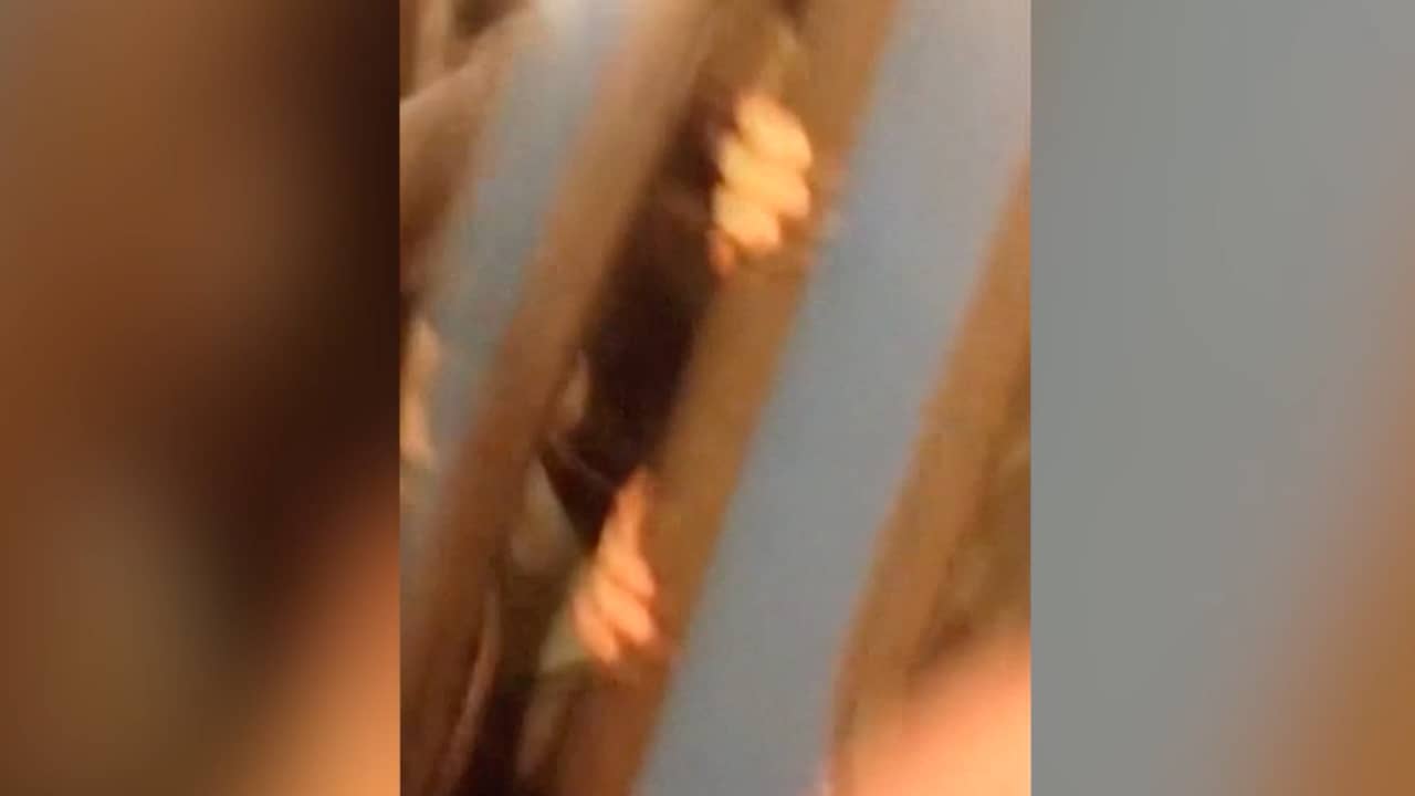 Beeld uit video: Mensen proberen uit metro Sint-Petersburg te komen vlak na explosie