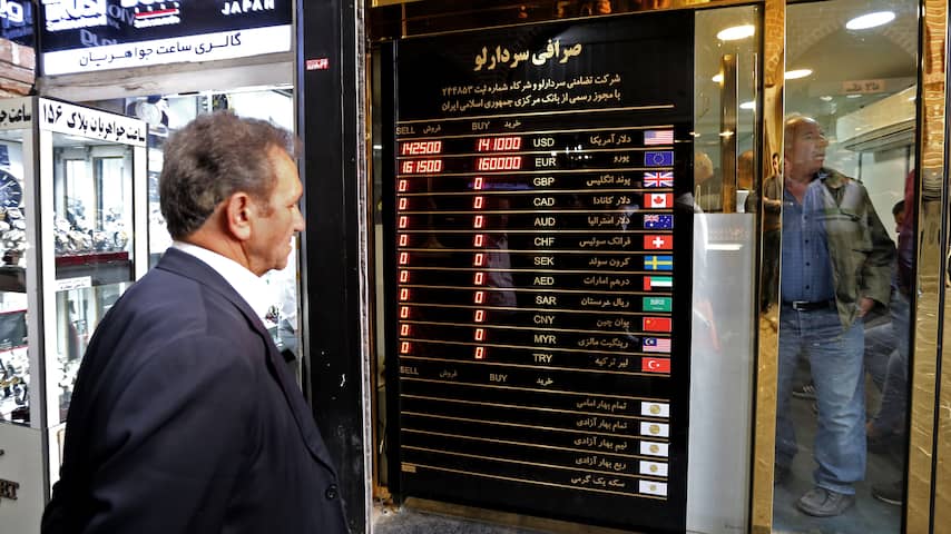 Bord met wisselkoersen in Iran