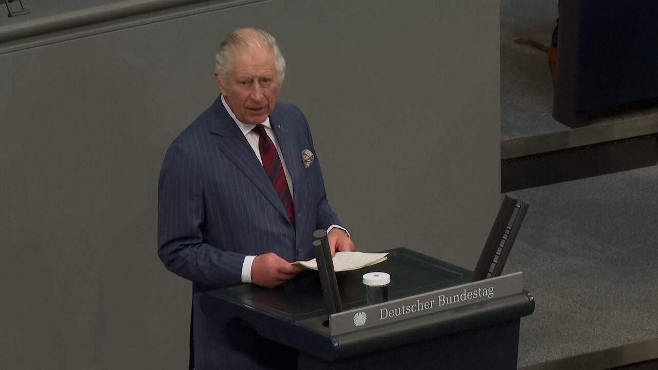 Beeld uit video: Koning Charles speecht in het Duits voor parlement