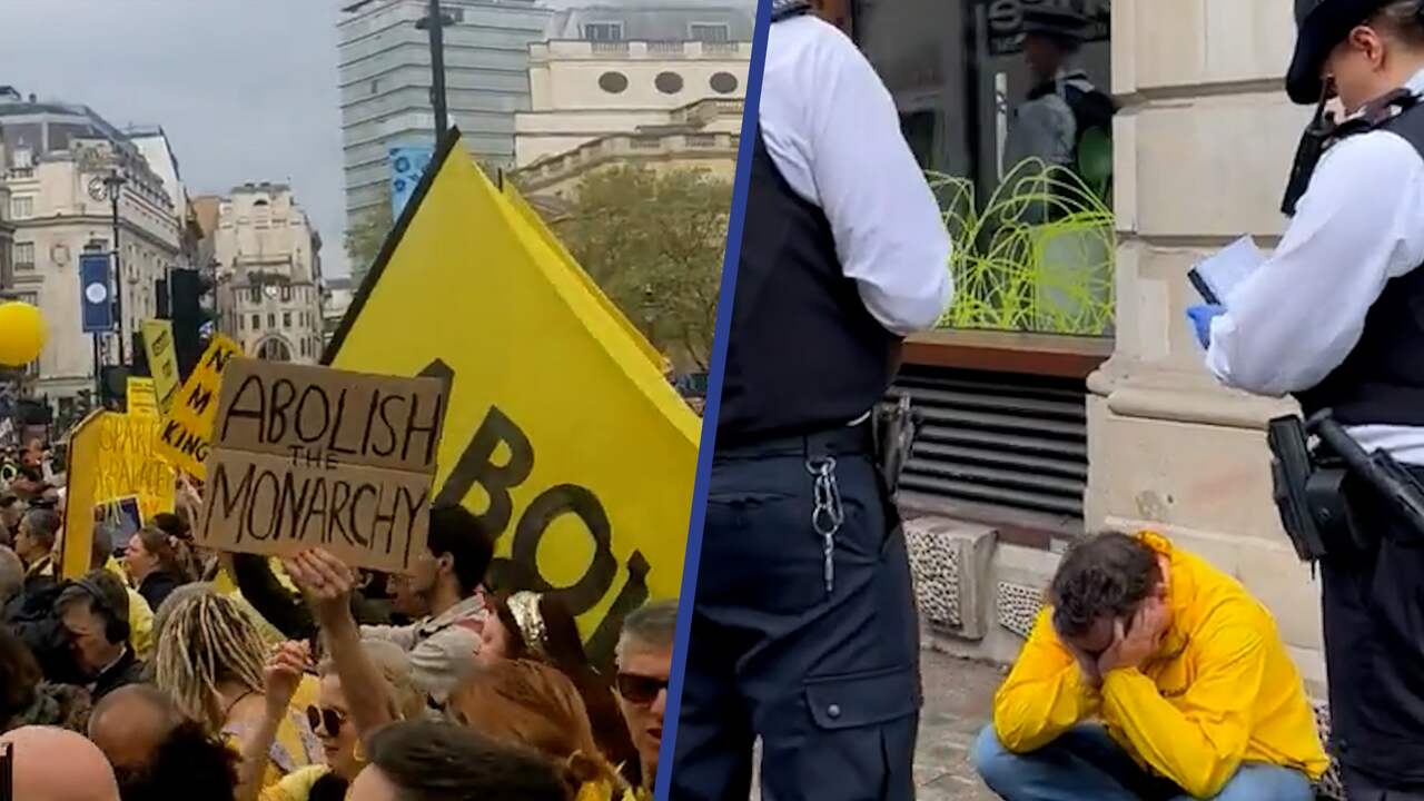 Britse antimonarchisten opgepakt bij protest langs kroningsroute NU.nl foto