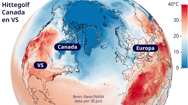Op meerdere plekken in Canada was het deze week boven de 40 graden. Dat is 10 tot 15 graden warmer dan normaal eind juni.