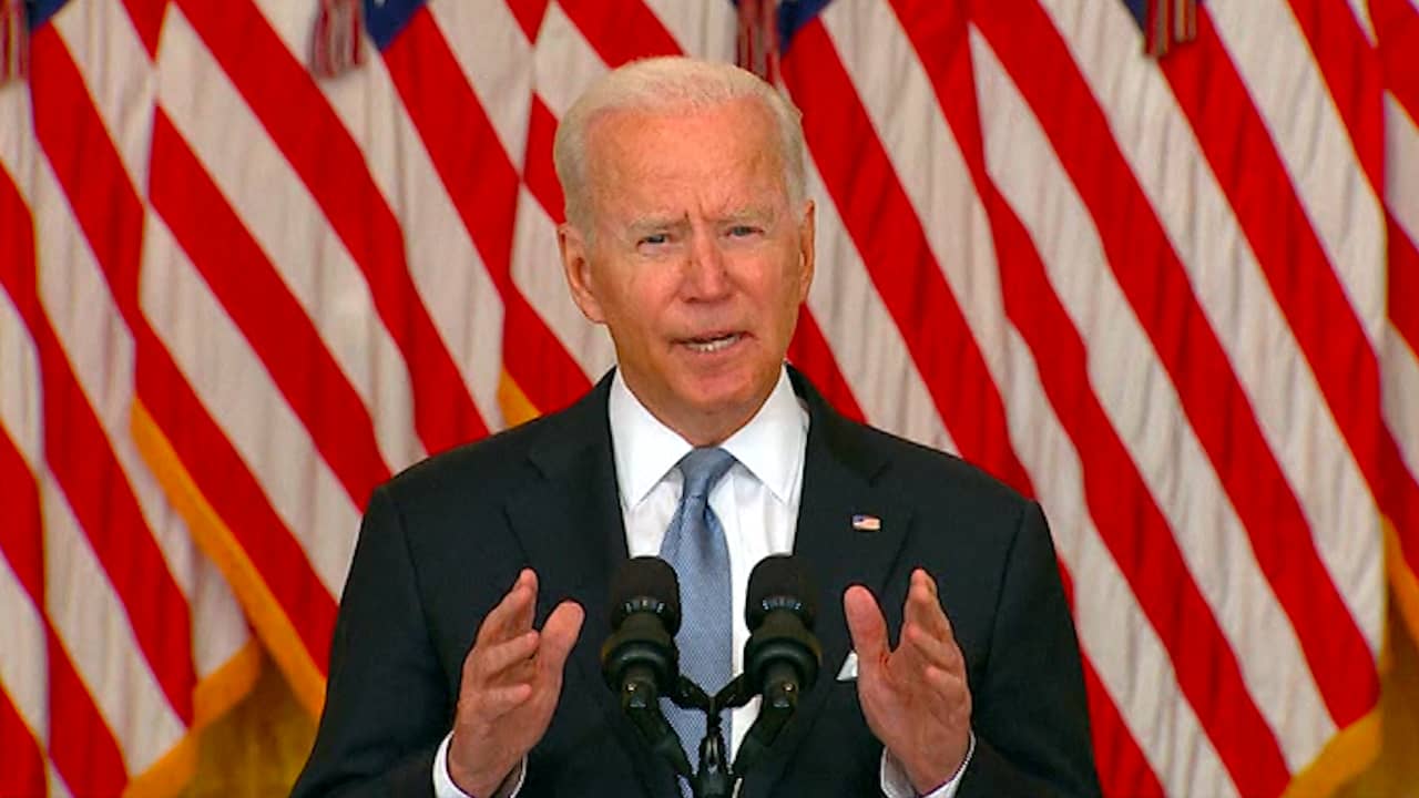 Beeld uit video: Biden over aftocht Afghanistan: 'Sta vierkant achter beslissing'