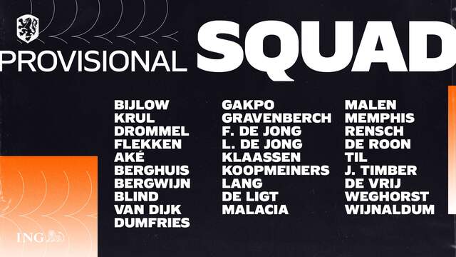 De 28-koppige voorselectie van Louis van Gaal.