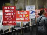Dinsdag 5 februari: Tegenstanders van de Brexit hebben borden geplaatst bij het parlementsgebouw in Londen.
