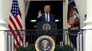 Trump houdt toespraak na besmetting: 'Dank voor jullie gebeden'