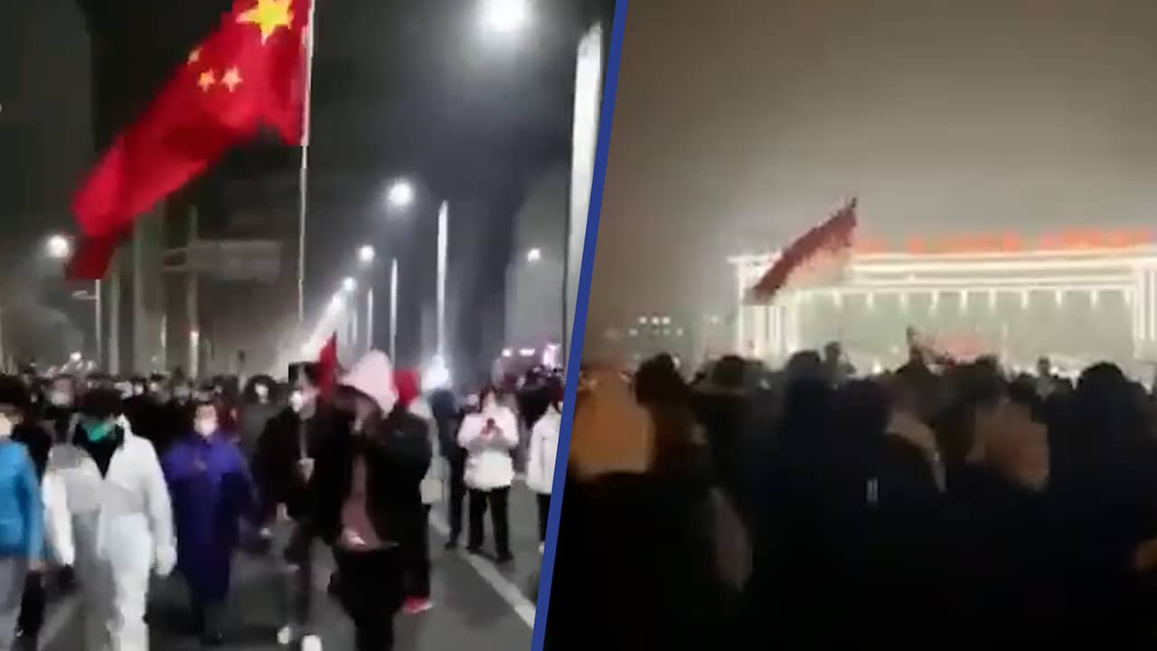 Beeld uit video: Chinezen protesteren tegen lockdown na dodelijke flatbrand