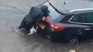 Hond helpt baasje in Glasgow auto uit het water te duwen