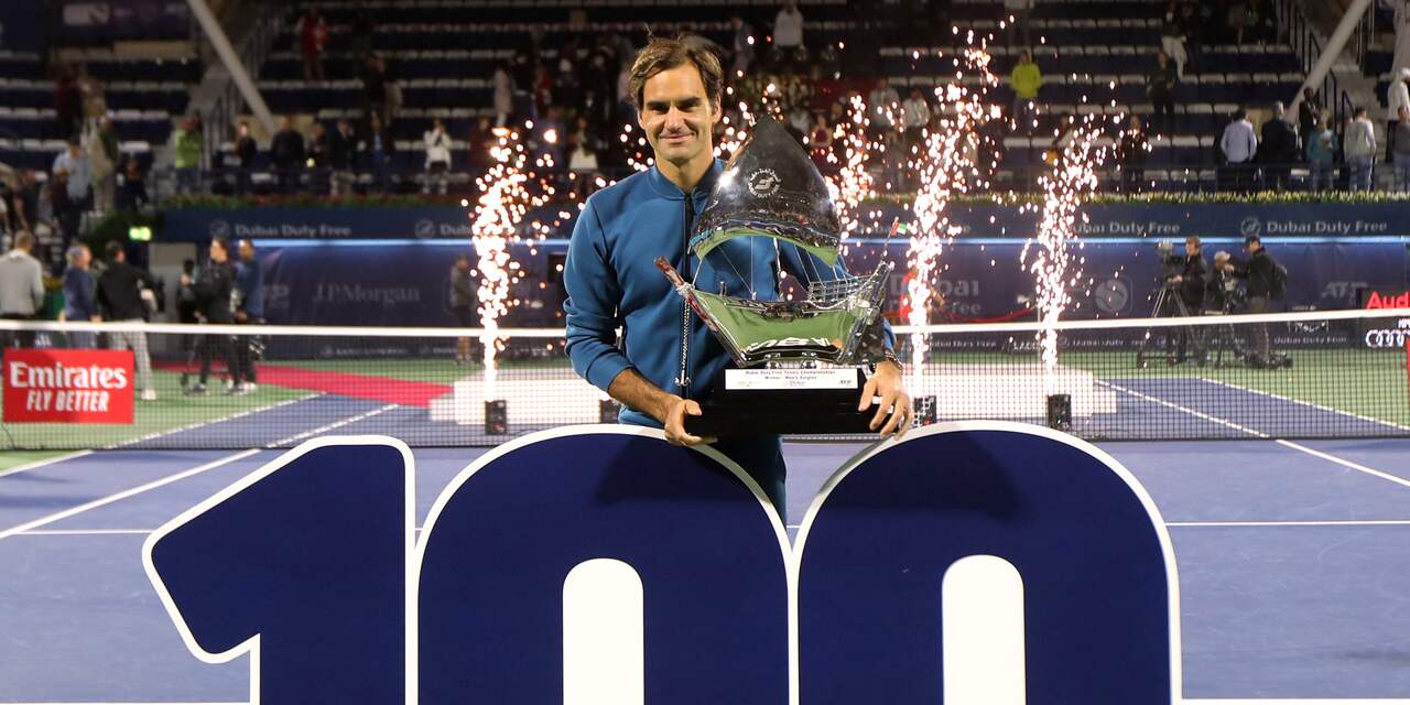 Federer schrijft historie in Dubai met honderdste titel uit loopbaan