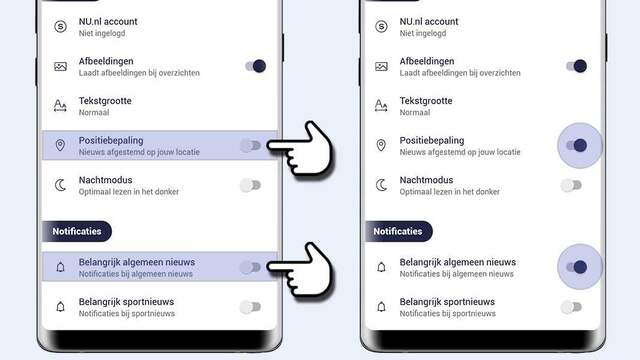 Zet locatie en push aan