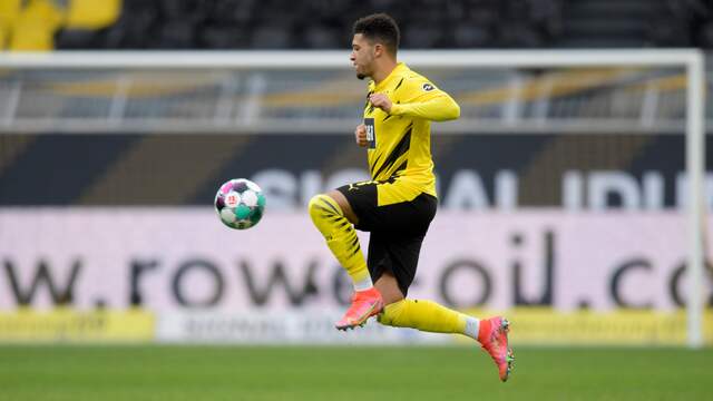 Jadon Sancho was trefzeker voor Borussia Dortmund.