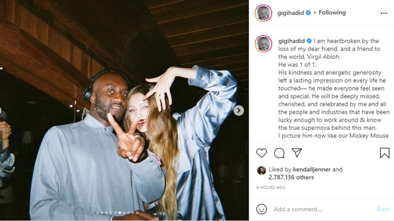 Ook Gigi Hadid herinnert zich hem als een lief en mooi mens. (Foto: Instagram/Gigi Hadid)
