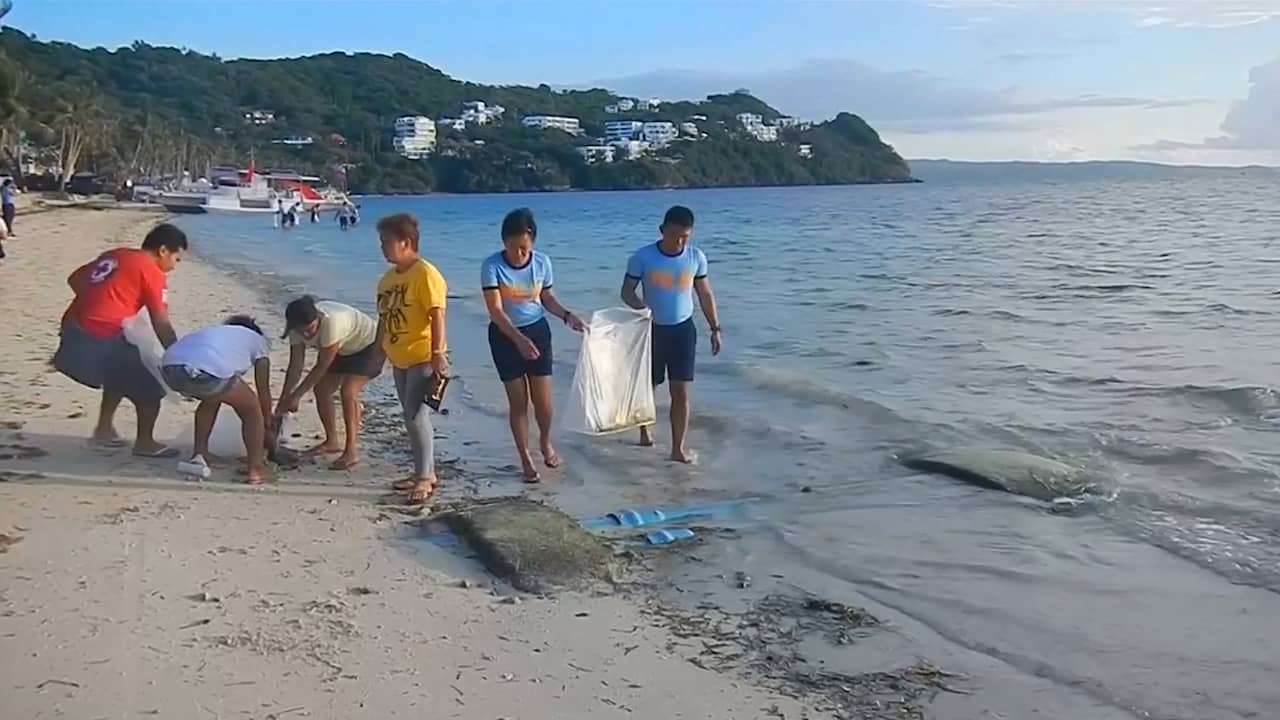 Beeld uit video: Filipijnen maken gesloten vakantie-eiland schoon