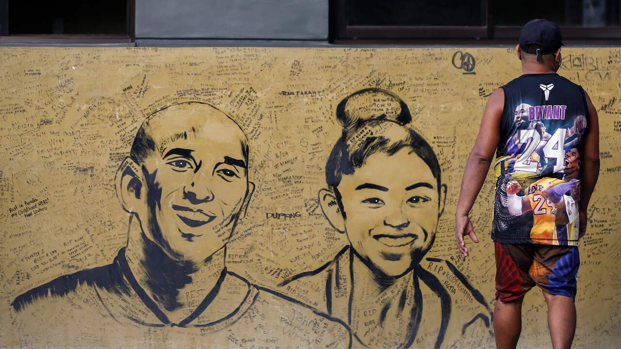 Een muur op de Filipijnen, waarop ook Bryants dochter Gianna staat afgebeeld. Ook zij kwam om bij de crash en werd slechts dertien jaar.