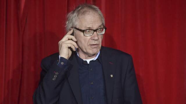 Vilks tijdens een een discussie over de vrijheid van meningsuiting in Helsinki in 2015.