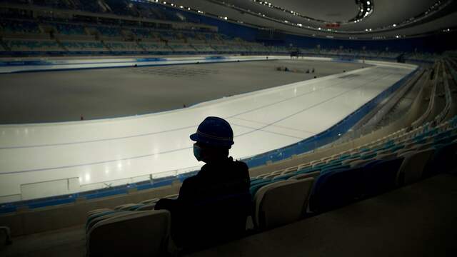 De Ice Ribbon in Peking is klaar voor schaatswedstrijden.