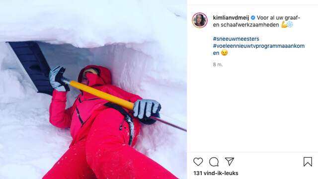 Ook de in Zweden woonachtige Kim-Lian van der Meij heeft daar een dik pak sneeuw ter beschikking. De presentatrice ziet mogelijkheden voor een nieuw sneeuwgerelateerd programmaformat.