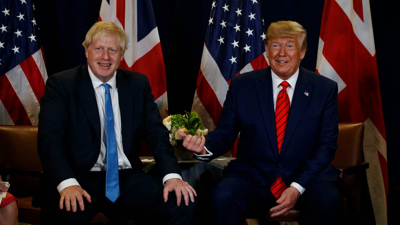 Boris Johnson ontmoet als premier in 2019 toenmalig president Donald Trump van de Verenigde Staten.