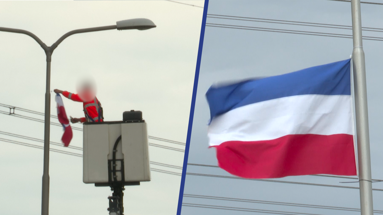 Beeld uit video: Provincie Zuid-Holland haalt omgekeerde vlaggen weg