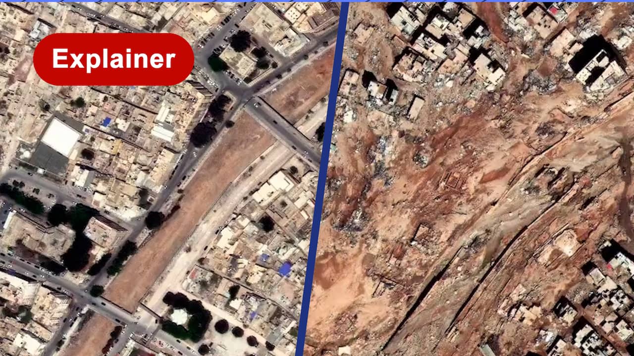 Beeld uit video: 'Tsunamiachtige' golven: hoe twee damdoorbraken Derna verwoestten