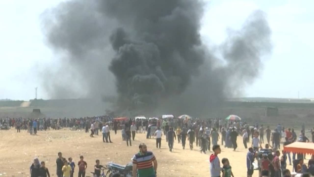 Beeld uit video: Chaos bij protesten Gazastrook