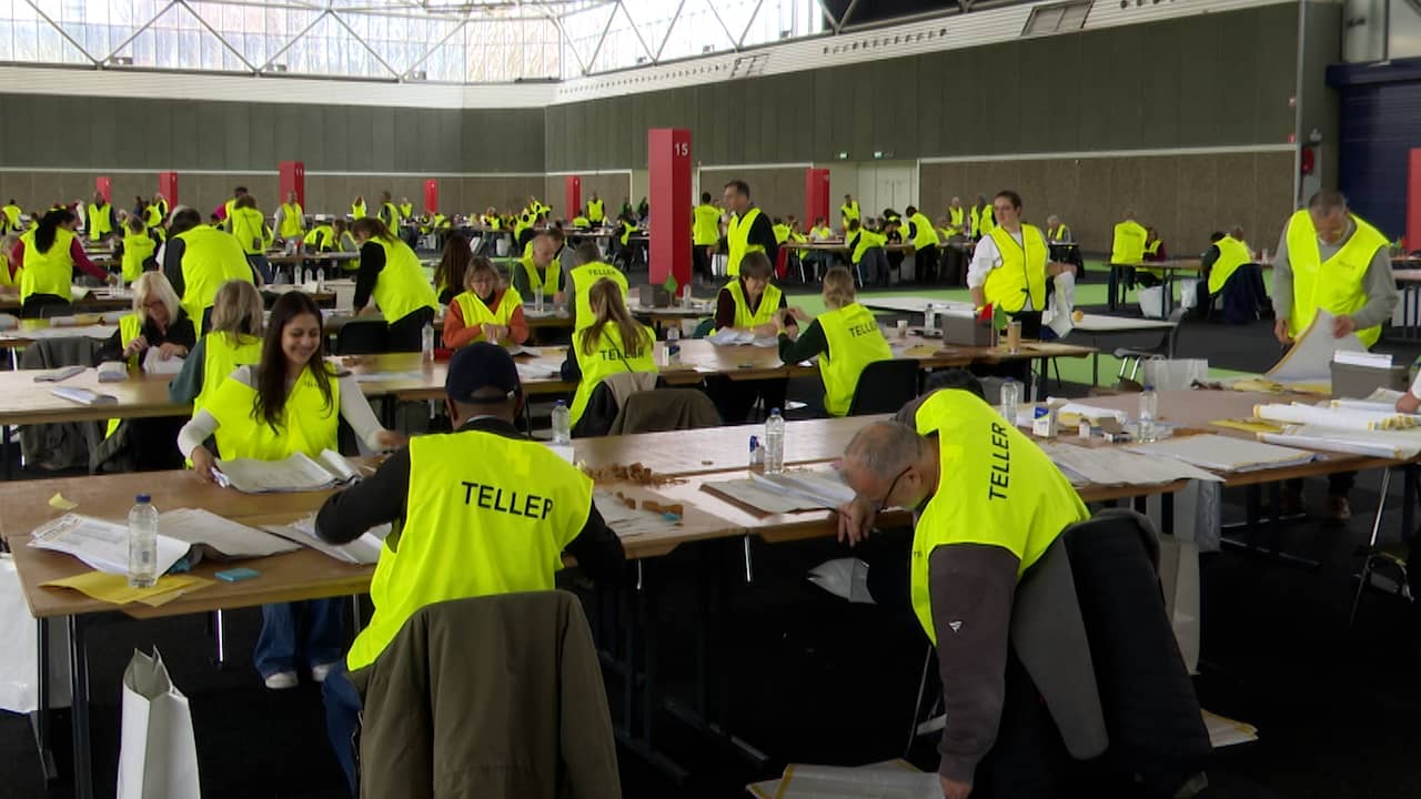 Beeld uit video: Honderden mensen tellen stembiljetten in RAI Amsterdam